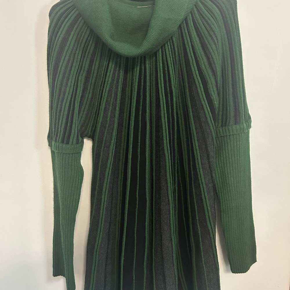 Green and Black Striped Women's Sweater